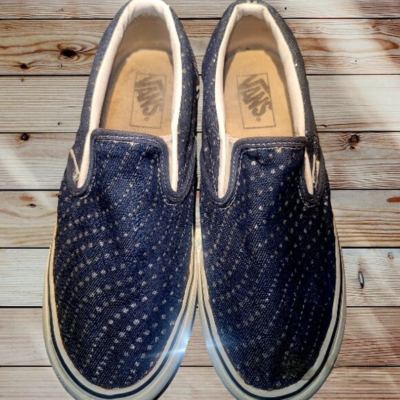 VANS - Women's 7.5 - Denim-Look Canvas Glitter Dots - Rare Style - Early 2000s - Picture 2 of 10